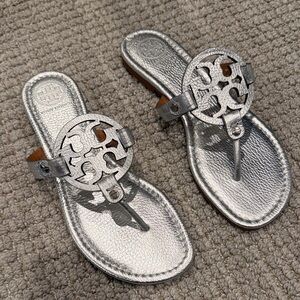 Tory Burch Metallic Silver Sandals